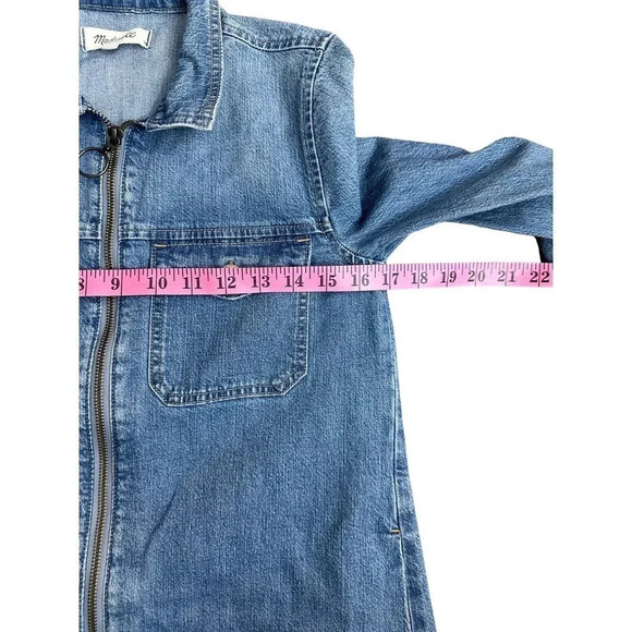 Madewell Blue Denim Zip Front Long Sleeve Shirt Dress Size XS - Picture 4 of 10